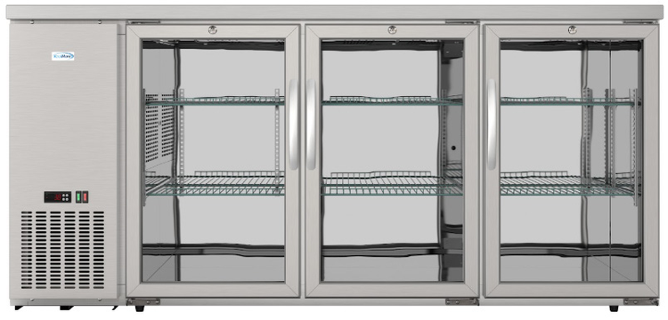 Product image #9 for KoolMore 72-Inch Three-Section Back Bar Cooler with 3 Glass Swing Doors and LED Lighting, 18.3 Cu. Ft., Stainless Steel
