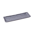 Thumbnail image #1 for Korin Inc Gray Nanban PLY-189 Rectangular China Plate, 10-1/4"L x 3-1/4"W x 3/4"H, Charcoal with Matte Black Accents