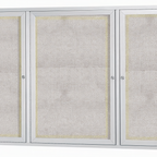 Thumbnail image #1 for AARCO Products ODCC4896-3RI Enclosed Illuminated Outdoor Bulletin Board, Aluminum, 96"W x 48"H, 3 Swing Doors, Burlap Weave Vinyl Surface