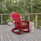 Thumbnail image #2 for Flash Furniture Newport LE-HMP-1044-31-RD-GG Adirondack Rocking Chair with Cup Holder, HDPE, Red
