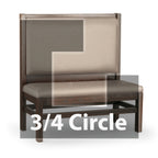 Thumbnail image #1 for JustChair Manufacturing JBSB-WT-UPL-TQ-48-GR3 Three-Quarter Circle Banquette Booth, 3-Corner, Upholstered Seat and Back, Wood Frame