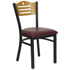 Thumbnail image #1 for Flash Furniture Hercules XU-DG-6G7B-SLAT-BURV-GG Restaurant Chair, Natural Plywood Slotted Back, Burgundy Vinyl Upholstered Seat