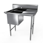 Thumbnail image #1 for NBR Equipment 1SS-162014R18 1-Compartment Stainless Steel Sink with Right Drainboard, 38-3/16"W x 25-1/2"D x 44-1/16"H