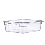 Thumbnail image #1 for CFS Brands Araven 09822 GN 1/2 Polycarbonate Food Pan, 4" Deep, Clear, with Integrated Label Case of 6