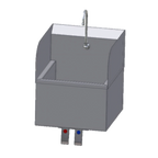 Thumbnail image #1 for Pacific Stainless Products HSP141310F Wall-Mounted Stainless Steel Hand Sink, 14 x 13 x 10 in Bowl, Dual Side Splashes, Knee-Activated Faucet