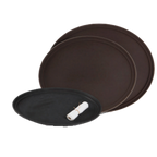 Thumbnail image #1 for G.E.T. NS-3100-BK Oval Non-Slip Serving Tray, 31 x 25 in, Black Polypropylene Case of 6