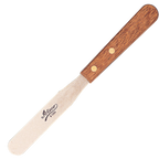 Thumbnail image #1 for JB Prince B786 B Mini Spatula, 4" Flat Stainless Steel Blade, Brown Wood Handle, 8" Overall