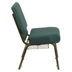 Thumbnail image #2 for Flash Furniture Hercules FD-CH0221-4-GV-S0808-BAS-GG Extra Wide Stackable Church Chair, Hunter Green Dot-Pattern Fabric, 800 lb Capacity