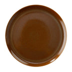 Thumbnail image #1 for G.E.T. Cosmo PA1943712812 11" Round Porcelain Coupe Plate, Rolled Edge, Caramel Reactive Glaze 1 Dozen