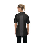 Thumbnail image #2 for Chef Works Chelsea CES05W-BLK-L Women's Black Cotton Denim Chef Coat, Large, Short Sleeve, Single-Breasted