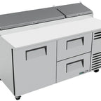 Thumbnail image #11 for True Mfg. - General Foodservice TPP-AT-67D-2-HC 67-Inch Stainless Steel Pizza Prep Table with 1 Door, 2 Drawers and 9-Pan Rail