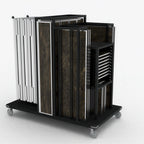 Thumbnail image #1 for Eastern Tabletop Hub Buffet H991T3 Storage Table Cart, 70"W x 34"D x 81"H, Black Coated Steel, 6 Swivel Casters