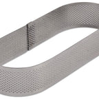 Thumbnail image #1 for JB Prince Pavoni M692 7 Oval Perforated Stainless Steel Baking Ring, 7-1/2"L x 2-3/4"W x 1-3/8"H