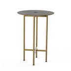 Thumbnail image #1 for Steelite Mogogo, Clix MGCCZR01GBXX Round Cocktail Table, 30" Diameter x 42"H, Grey Slate Laminate Top, Brushed Brass Segments
