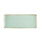 Thumbnail image #1 for CAC China PMS-RT41-G Rectangular Porcelain Platter, 14 x 6 x 1/2 in, Reactive Glaze, Light Green 1 Dozen
