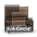 Thumbnail image #1 for JustChair Manufacturing JBSB-WT-SBT-TQ-42-GR3 Three-Quarter Circle Banquette Booth, 3-Corner, Wood Frame, Upholstered Seat and Back
