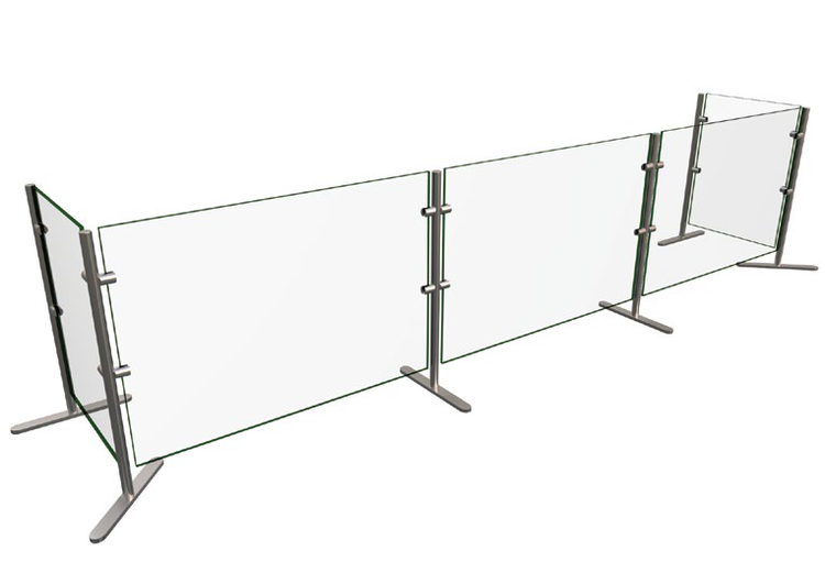 Product image #2 for Hatco Flav-R-Shield Portable Single-Sided 3-Bay Full-Service Sneeze Guard, 108W x 18D x 27.5H