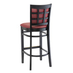 Thumbnail image #2 for G & A Commercial Seating Checker 9650FP1 NAIL Commercial Barstool with Upholstered Seat, Padded Grid Back, Nailheads and Footrest