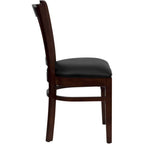 Thumbnail image #2 for Flash Furniture Hercules XU-DGW0008VRT-MAH-BLKV-GG Restaurant Chair, Vertical Wood Slat Back, Black Vinyl Upholstered Seat, Mahogany Finish