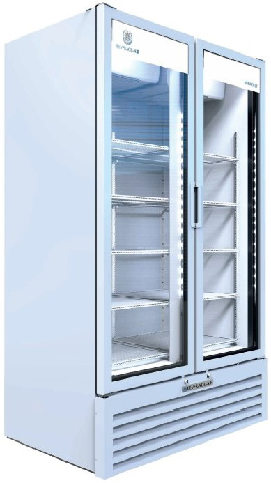 Product image #5 for Beverage Air Marketeer Two-Section Reach-In Glass Door Refrigerated Merchandiser, 39-1/2-Inch, White