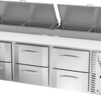 Thumbnail image #1 for Victory Refrigeration VPPD93HC-6 Three-Section Pizza Prep Table, 6 Drawers, Self-Contained, Stainless Steel, 93"W