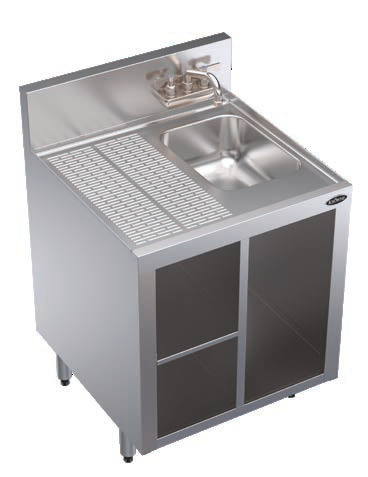 Product image #5 for Krowne Royal Series Stainless Steel Underbar Wet Waste Cabinet with Right-Side Hand Sink and Left Drainboard, 24 x 24 Inches