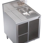 Thumbnail image #11 for Krowne Royal Series KR24-24SC Stainless Steel Underbar Wet Waste Cabinet with Right-Side Hand Sink, Left Drainboard, and Faucet
