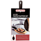 Thumbnail image #2 for Chef Master 90200 Cast Iron Fajita Sizzler Platter Set with Wood Base and Protective Handle Holder Case of 4