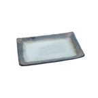 Thumbnail image #1 for Korin Inc PLL-F28-K Rectangular China Plate, 8-1/2" x 5-3/4", Blue with Metallic Charcoal Rim