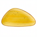 Thumbnail image #1 for CAC China Tucson TUS-T41-SFL Triangular Porcelain Plate, 13-1/8" x 7-1/4", Reactive Glaze, Sunflower 1 Dozen