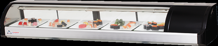 Product image #5 for Everest Refrigeration 71-Inch Countertop Sushi Display Case with Curved Glass and Right-Mounted Self-Contained Refrigeration