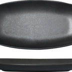 Thumbnail image #1 for International Tableware Alloy™ AL-14-CS Deep Oval Stoneware Platter, 14" x 7-1/2", Carbon Black Reactive Glaze 1 Dozen