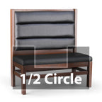Thumbnail image #1 for JustChair Manufacturing JBSB-WT-UHC-HC-48-GR1/COM Half-Circle Banquette Booth with 2 Corners, Wood Frame, Channel Back and Padded Seat