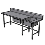 Thumbnail image #1 for Pacific Stainless Products PTS9630C8R20D 96"W x 30"D Stainless Steel Work Table with Right 20" x 20" Sink, 8" Backsplash & Drawer