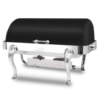 Thumbnail image #1 for Eastern Tabletop Queene-Anne 3114QAMB 8 qt Rectangular Roll-Top Chafer, Stainless Steel, Black Finish