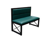 Thumbnail image #1 for ATSMFG ATS AT&S-AMS-36-YL-GRN MFG Single Dining Booth, 47.5"W, Green Vinyl Upholstered Seat and Back, Open Black Metal Base