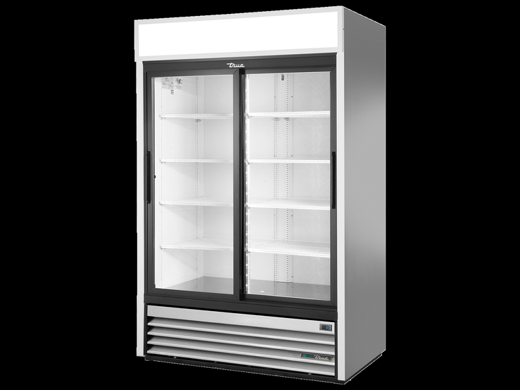 Product image #6 for True 54 1/8 Inch 2-Section 8-Shelf Sliding Door Glass Door Merchandiser Refrigerator