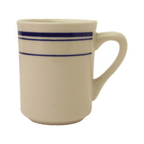 Thumbnail image #1 for International Tableware Catania CT-17 Ceramic Toledo Coffee Mug, 8-1/2 oz., American White with Blue Band Case of 3 Dozen