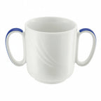 Thumbnail image #1 for Libbey Schonwald, Donna Senior 9185631-62971 2-Handle Stackable Porcelain Coffee Mug, 10-1/2 oz., Continental White with Dark Blue Band