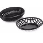 Thumbnail image #1 for Concasse MCCANN Fast Food Basket, Oval Plastic, Black, 10-1/4"W x 6-3/4"D x 2"H Case of 48
