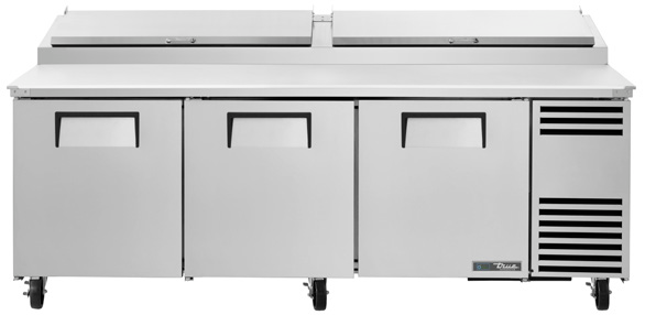 Product image #11 for True 93.5-Inch 3-Section Pizza Prep Table with 12-Pan Top and Side-Mounted Self-Contained Refrigeration