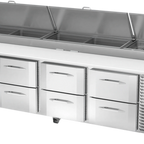 Thumbnail image #1 for Victory Refrigeration VPPD119HC-8 Pizza Prep Table, 4-Section, 119"W, 8 Drawers, Self-Contained Refrigeration