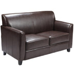 Thumbnail image #1 for Flash Furniture Hercules - Diplomat BT-827-2-BN-GG Reception Loveseat, Brown LeatherSoft Upholstery, Flared Arms