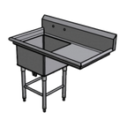 Thumbnail image #1 for Pacific Stainless Products SCS3030-14-R36 1-Compartment Stainless Steel Sink, 36" Right Drainboard, 30" x 30" Bowl, 14" Deep