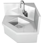 Thumbnail image #1 for IMC/Teddy WS-CK-1S Wall-Mounted Corner Hand Sink, 16-Gauge 304 Stainless Steel, Integrated Backsplash, Gooseneck Faucet, Soap Dispenser