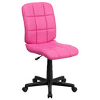 Thumbnail image #1 for Flash Furniture GO-1691-1-PINK-GG Swivel Task Chair, Adjustable Height, Mid-Back, Armless, Pink Vinyl, Casters