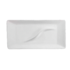 Thumbnail image #1 for Vertex China Ventana AV-LW9 Rectangular China Wave Plate, 9-1/4" x 4-1/2", Rolled Edge, Embossed Rim Case of 2 Dozen