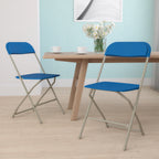 Thumbnail image #2 for Flash Furniture Hercules LE-L-3-BLUE-GG Blue Plastic Folding Chair with Contoured Seat and Back, Steel Frame