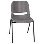 Thumbnail image #1 for Flash Furniture Hercules RUT-16-PDR-GY-GG Gray Stacking Shell Chair, Poly Seat and Back, Metal Frame