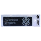 Thumbnail image #1 for TableCraft Products Cash & Carry 394564 No Smoking or Vaping Sign, White on Black, 3" x 9" Case of 144